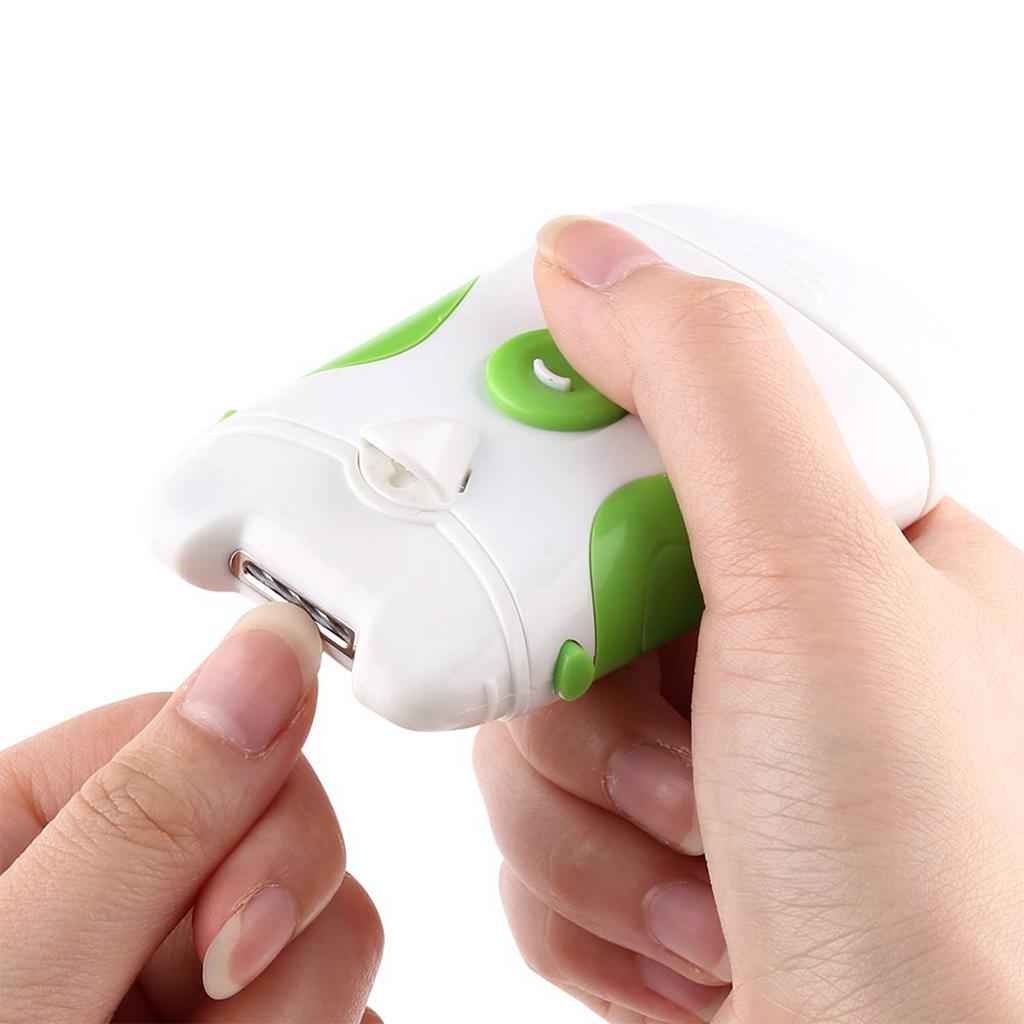 Electric Nail Clipper, 2 in 1 Safe Nail Clipper with Light, Quick   Care Nail File, Easy Cleaning, White and Green Mix, 10 x 6 x 2 cm, Battery
