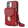 For iPhone 11 6.1 Inch PU Leather Coated TPU Card Slot Phone Case Kickstand Crossbody Zipper Cover