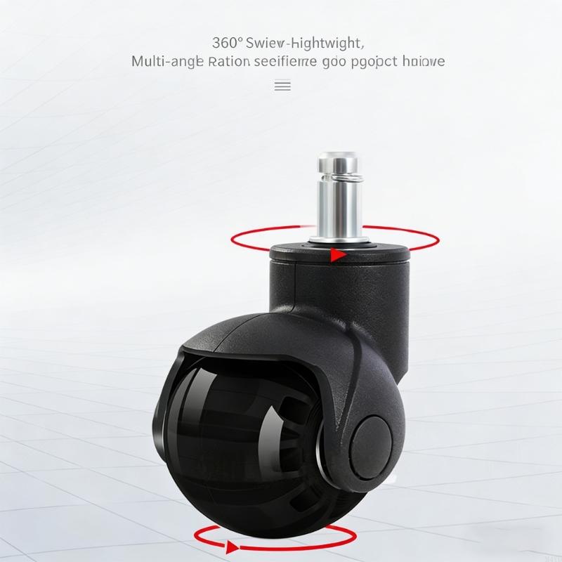 360 Degree PU Ball Casters for Office Chairs with 2 Diameter Quiet Rolling Universal Fit and Long Lasting Build M4YD