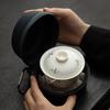 Chinese Portable Travel Ceramic Tea Set Glass Fair Cup Handmade Orchid Gaiwan Teacup Tradition Teaware with Storage Bag