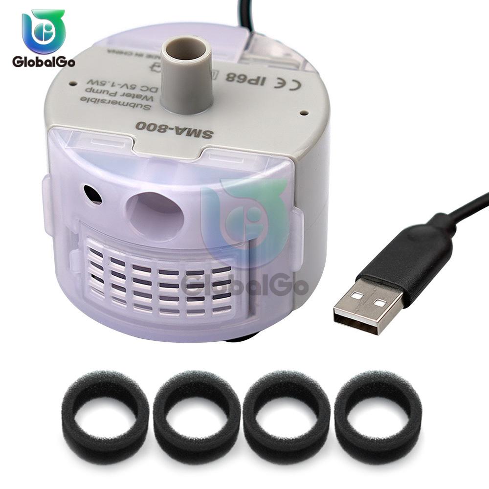 SMA-800 USB Водяной насос Мини DIY Фонтанчик для питья для кошек и домашних животных Фильтр Низкий уровень шума Бесколлекторный двигатель Погружные насосы DC 5V/1A 40см 160л