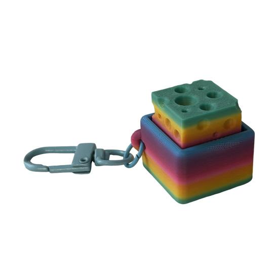 3D Printed Rainbow Cheese Keyboard Fidget Toy Stress Anxiety Relief Mechanical Keyboard Clicker Keychain Decompression Button Sensory Toy