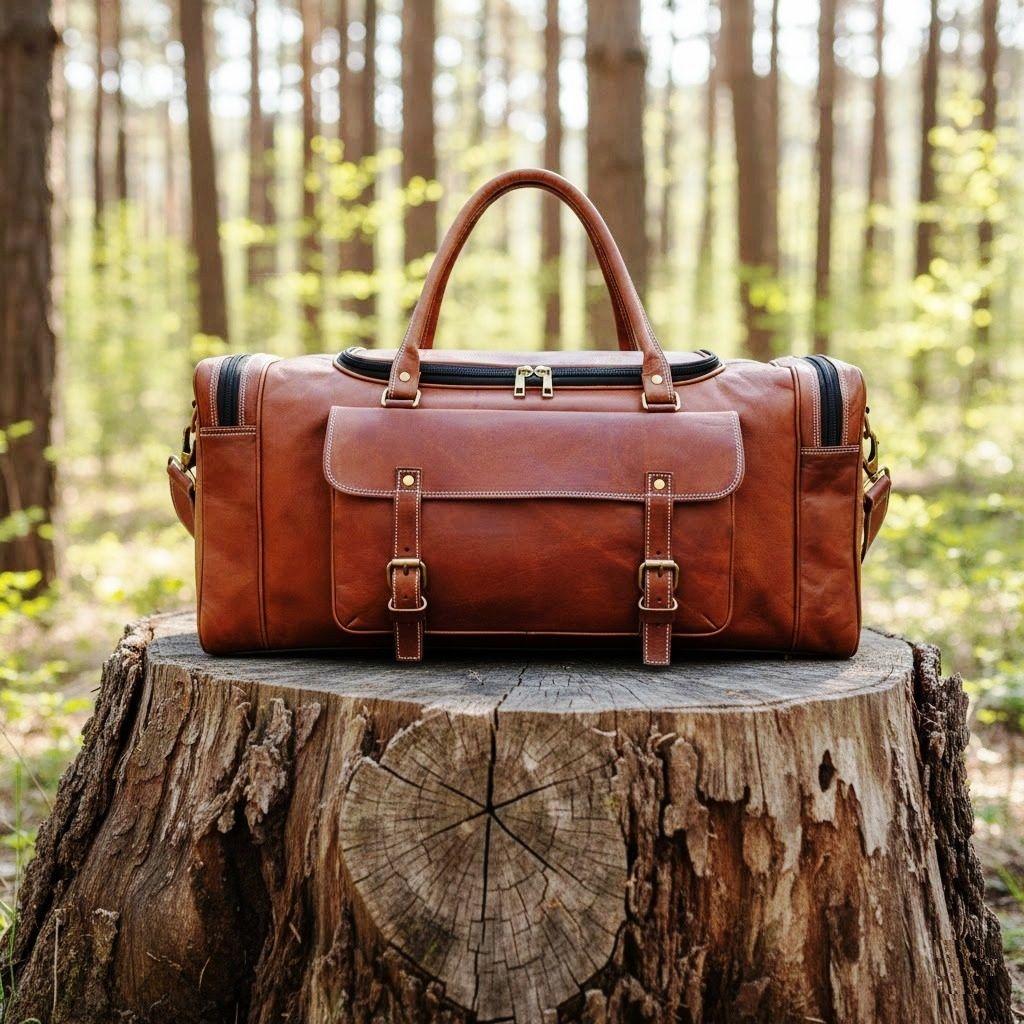 

Кожаная спортивная сумка для мужчин, дорожная винтажная спортивная сумка для ручной клади для самолетов, багажная сумка Weekender, ночная сумка 21 x 8 x 10 in коричневый