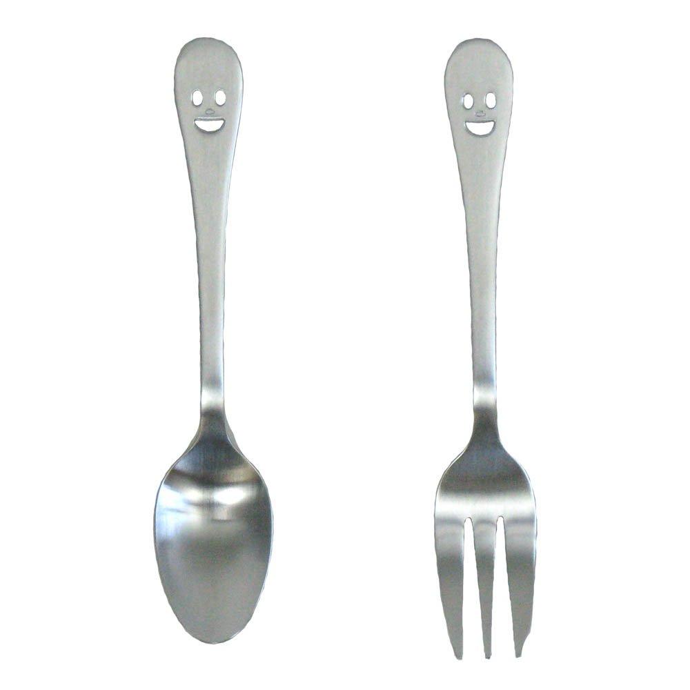 Nagao Silver Nico Teaspoon And Cake Fork Set Stainless Made In (2 Pieces), 18-8 Steel, Japan,