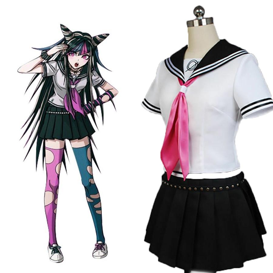 Fashionable Danganronpa Ibuki Mioda Cosplay Costume Suit With Vibrant Black And White Design