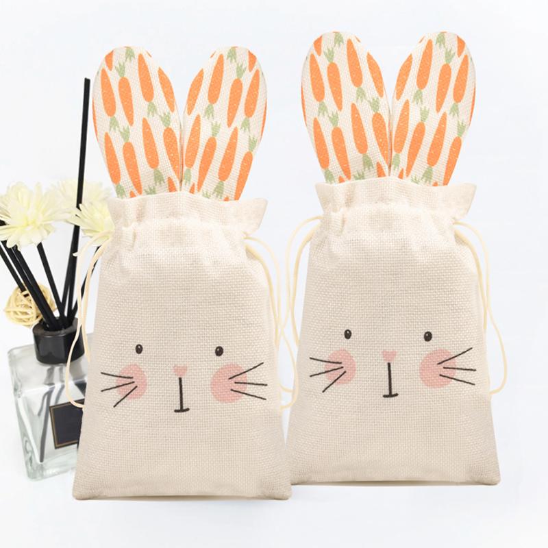 WTEMPO Ostern Süße Kaninchen Geschenktüten Frühling Sommer Party Mitgebsel Geburtstagsdekorationen Wiederverwendbare Goodie-Aufbewahrungstaschen Kaninchen Kordelzug Leckerli-Taschen