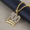 Men Hip Hop Twist Chain Rhinestone Number 100 Pendant Necklace Street Jewelry