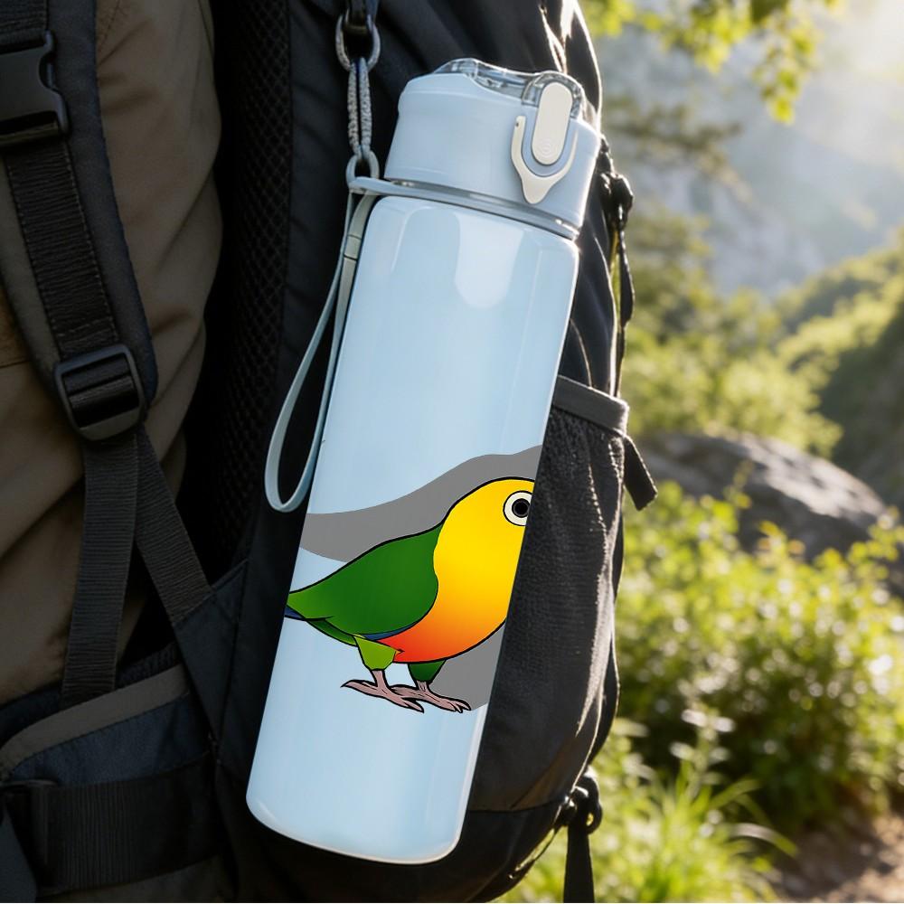 1PC Parrot Bird Pattern 750ml Color Plastic Sports Water Bottle Leakproof Flip Straw Lid Suitable for Sports Office Home Use
