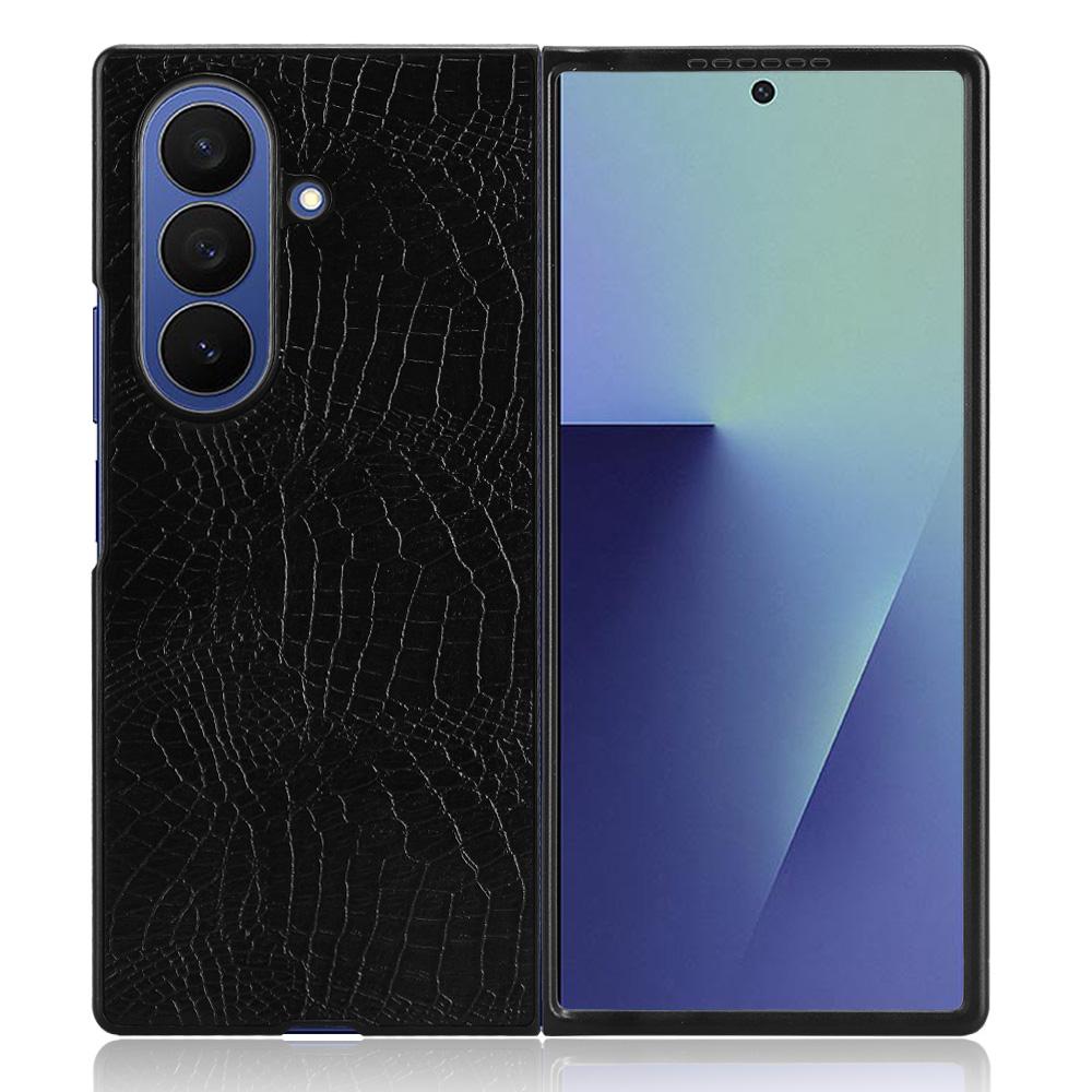 For Samsung Galaxy Z Fold7 5G Case Crocodile Texture Leather Coated Hard PC Phone Cover
