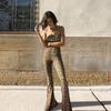 2025 Spring Trendy Women's High-Waisted Leopard Print Flare Pants - European & American Slim-Fit Casual Fashion.