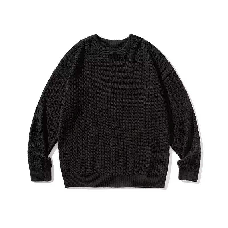 Spring & Autumn Retro Men's Solid Color Street Style Pullover Sweater