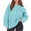 Women's Fashion Long Sleeve Loose Oversize Solid Color Half Zipper Neck Sweater Top With Pockets