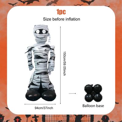 1 Stück Stehender Großer Mumie Folienballon, Horror-Thema Requisiten, Geeignet für Halloween-Party Dekoration, Horror-Thema, Geisterparty