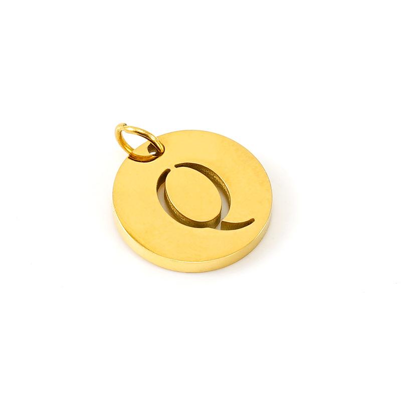 New titanium steel English letter DIY pendant fashionable stainless steel round hollow letter pendant
