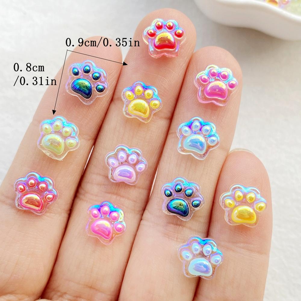 50Pcs Cute Cartoon Mini Colorful Cat Claws Series Nail Art Resin Designer Charms DIY Craft For Nail 3D Decorations Jewelry