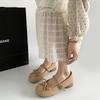 Damen Mary Jane Ballerinas Schleifen-Dekor Weiche Sohle Ballett-Schuhe Bequemer Schnallenriemen Freizeitschuhe