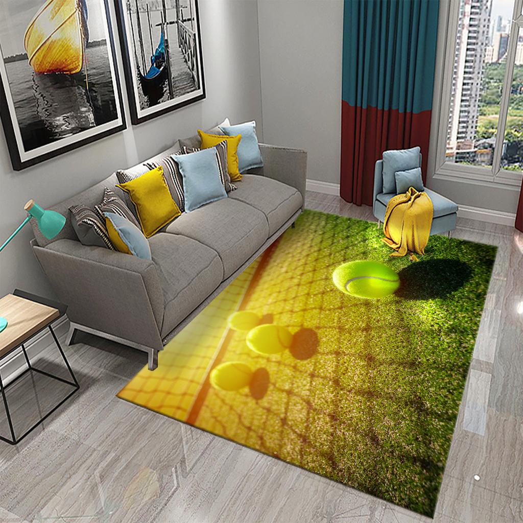 3D Funny Sport Tennis Carpets for Bedroom Living Room Bathroom Soft Comfortable Non-slip Absorbent Mat Children Play Bedside Rug