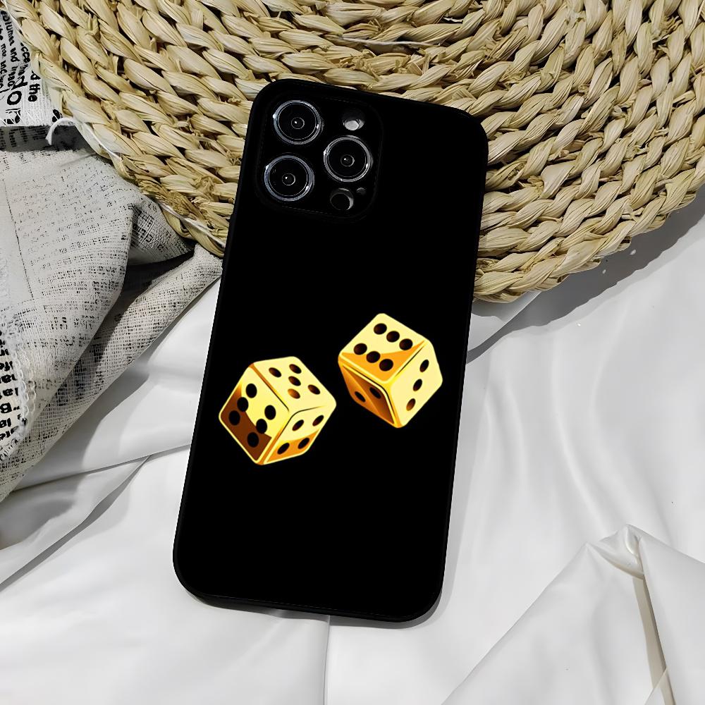 Dice Poker Casino Phone Case for iphone 16 15 Pro 14 13 Mini 11 12 Max Xr X Xs 7 8 Plus Black soft shell Cover