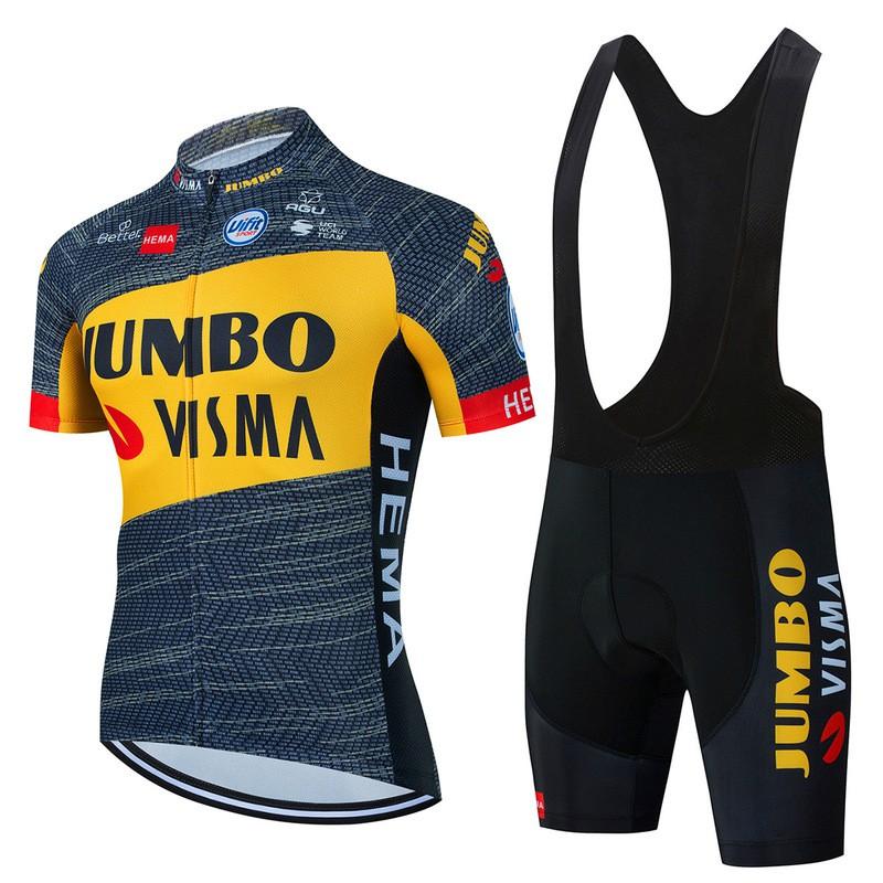 Jumbo Visma Cycling Jersey Set Short Sleeve Mens Breathable Quick Dry Mountain Road Bike Apparel