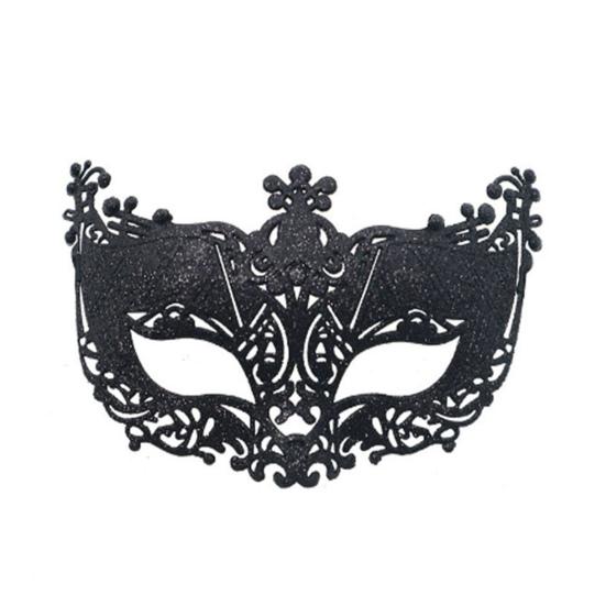 

Masquerade Half Face Mask for Women Hollow Carving Glitter Party Mask Lightweight Comfortable Elastic Strap Halloween Costume Accessory чёрный