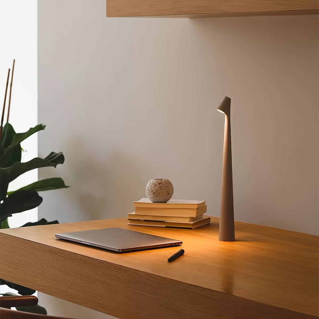 Rechargeable Cordless LED Table Lamp - Portable, Touch-Controlled, 3-Level Brightness, Matte Metal Finish, Battery-Powered for Indoor & Outdoor Use