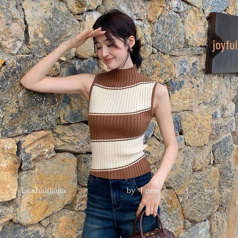 

Женский полосатый ретро-жилет без рукавов с длинным рукавом на осень 2024 года - Модный и универсальный 6683# One Size