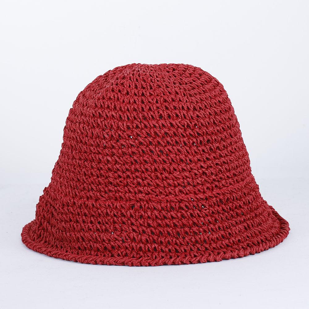 Womens Straw Sun Hat Woven Bucket Hat Fishing Hat Beach Hat Foldable Cap Solid Color Straw Beach Hat Summer