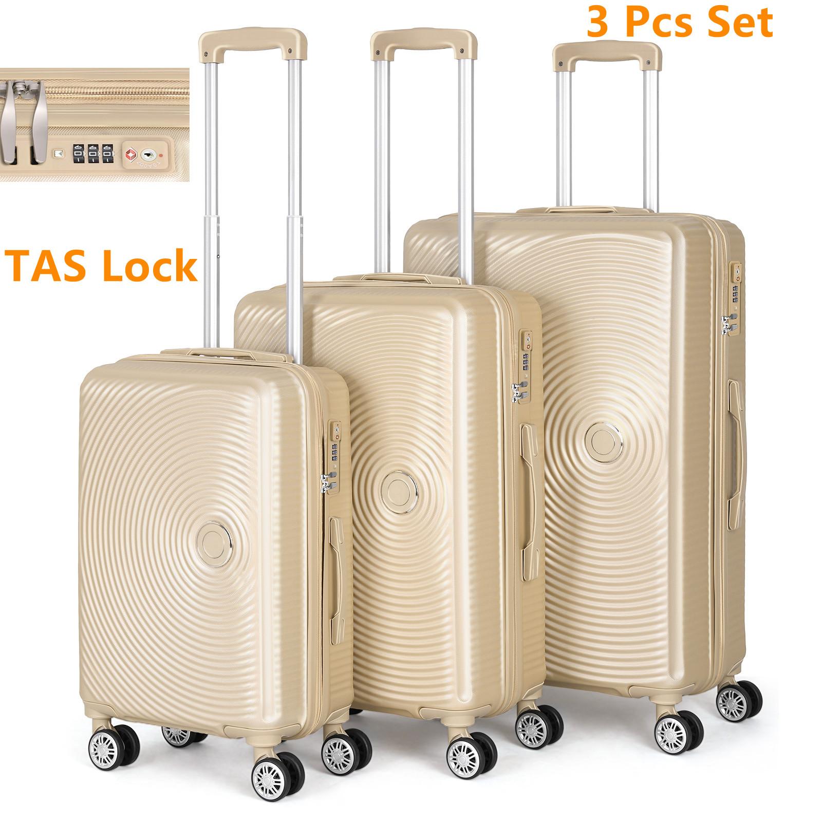 

Набор из 3 чемоданов с бесшумными колесами-спиннерами, легкий, из ABS+PC, с кодовым замком TSA, 20 /24 /28 , набор семейных дорожных чемоданов золотой