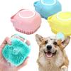 Silikon-Haustier-Badebürste für Hunde & Katzen, 2-in-1 Pflege-Massagegerät und Shampoo-Spender zum Waschen, Haaren entfernen und Reinigen