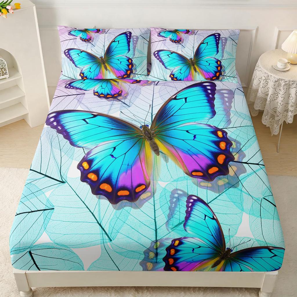 Beautiful Butterfly Pattern Mattress Three-Piece Digital Printing Bedding Mattress Three-Piece Set Small And Fresh