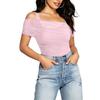 Womens Spring Tops Off Shoulder Ruched Design Summer Shirts for Women Casual Short Sleeve Tshirts Shirts for Women