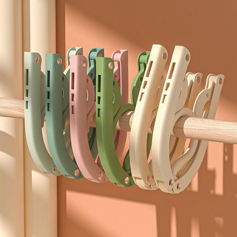 10Pcs Portable Folding Clothes Hangers Multifunctional Travel Clothing Drying Rack Laundry Hangers Space Saving