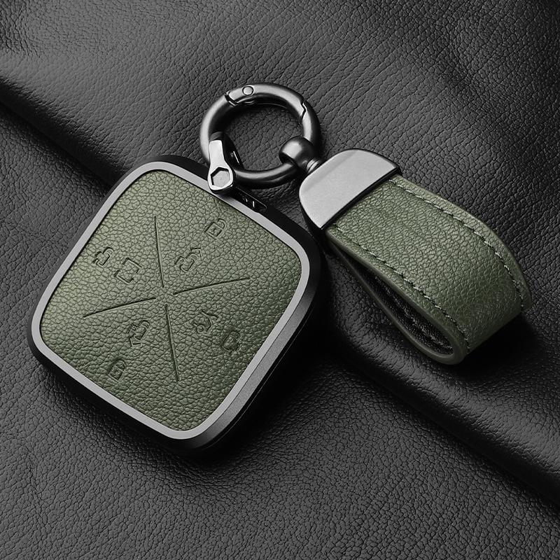 8 Button Aluminum Alloy Goatskin Car Key Case Cover For Zeekr X 001 009 2022 2023 Car Key Case Protect Fob
