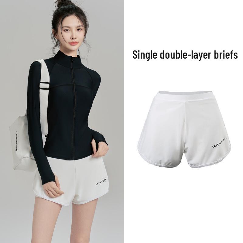 Women s Two-Piece Long Sleeve Zipper Swimsuit with Chest Pads - Sun Protective Swimwear 2XL