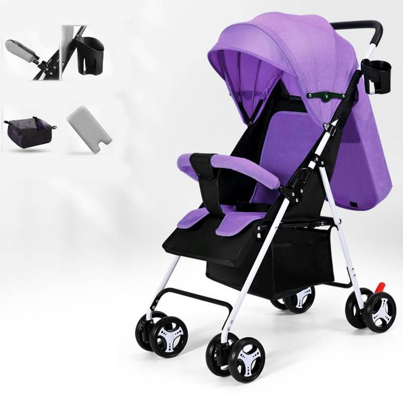

Портативная детская коляска Сидячая или лежачая Складная прогулочная коляска Регулируемая спинка фиолетовый