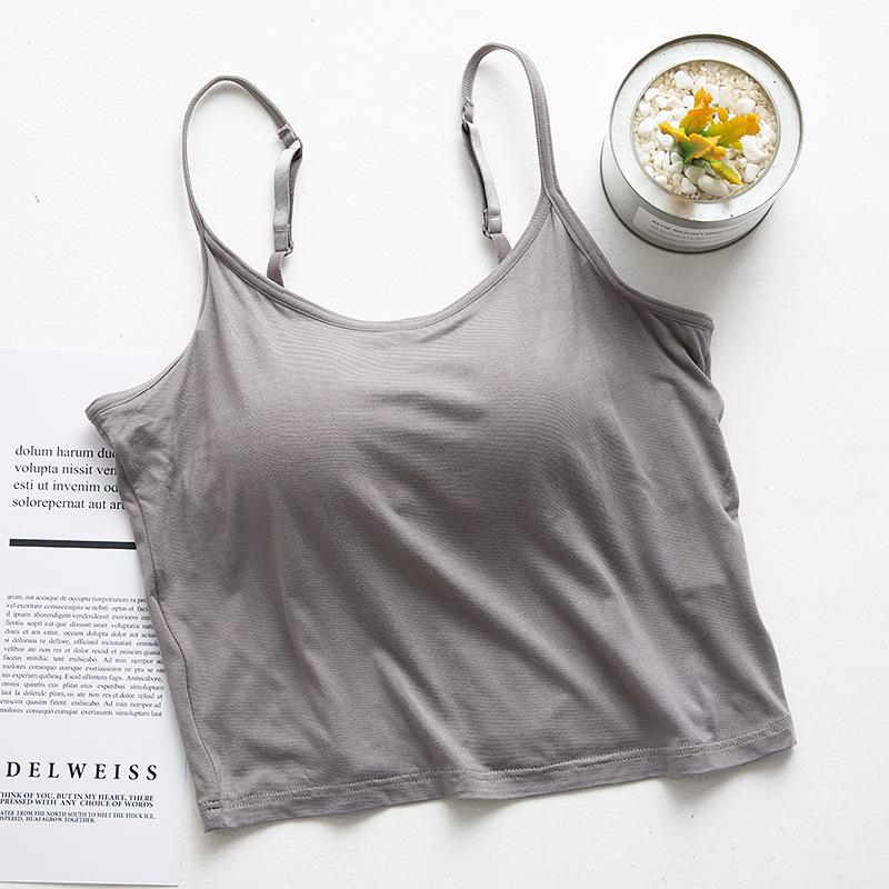 Women's Wear with Breast Pad Cup One Body Yoga Exercise Base Short Halter Vest Top