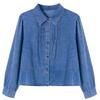 Small Man Looks Tall and Posing with Lotus Leaves Denim Shirt for Women Long-sleeved Spring and Summer Casual Top Shirt