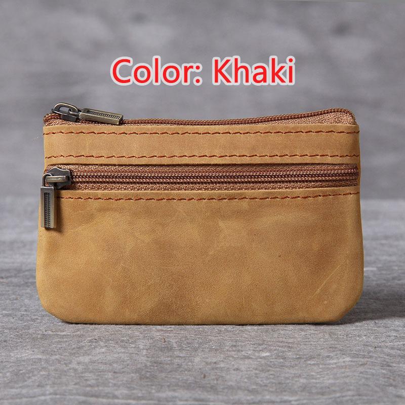 Primul strat din piele de vacă Mini mic Suport card de schimb Nou retro din piele lucrată manual Husă pentru permis de conducere Geantă cu fermoar pentru monede Poșete subțiri Portofel