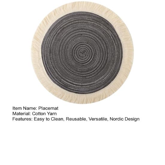 Nordic Table Placemats Round Heat-Resistant Coasters with Fringe Bowl Pads Teapot Trivet for Dining