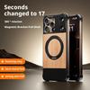For iPhone 16 Pro Max Magnetic Case Borderless Walnut + Metal Kickstand Phone Cover