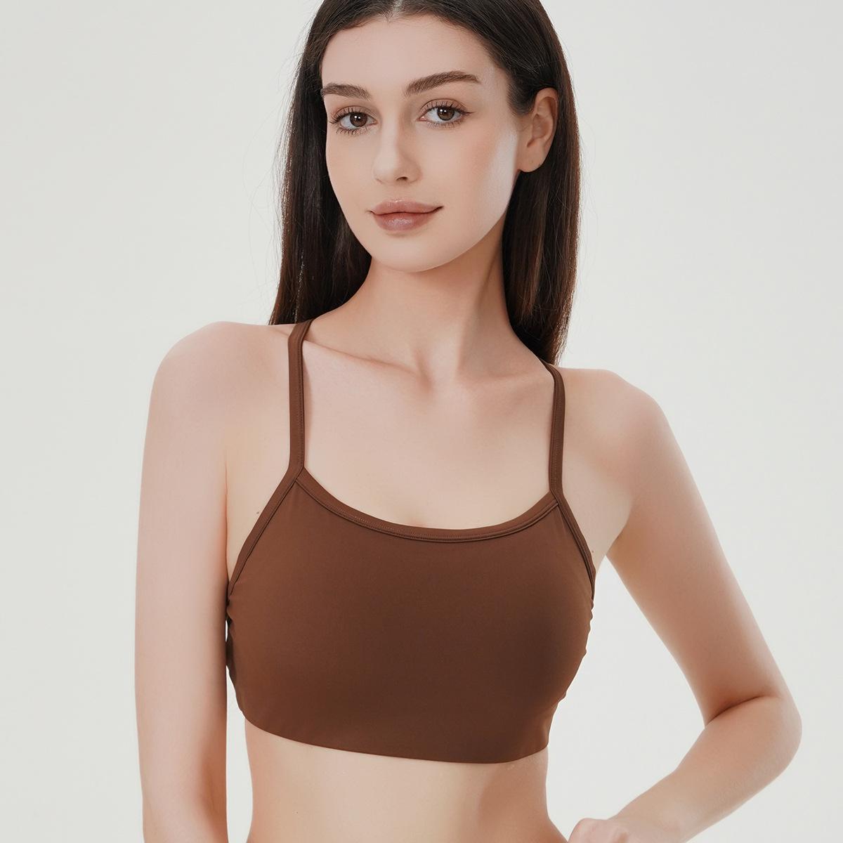 

Спортивный бюстгальтер Lulu с тонкими бретелями, противоударный: Предотвращающий провисание, фиксированная чашка, идеально подходит для бега, аэробики и йоги. S