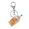 Women Liquid Fruit Cup Milk Tea Floating Cute Cat Key Chain Fashion Accessories Jewelry Key Ring