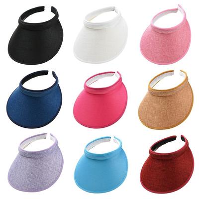 Foldable Visor Hat Traveling Beach Hats Straw Cap Wide Brim Sun Hat