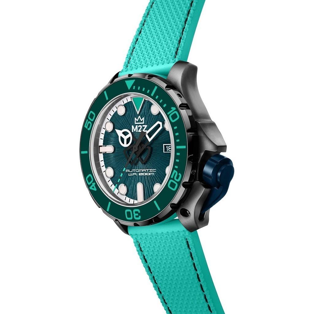 M2Z Diver 200 Saphirglas Grau-Grünes Armband Grünes Zifferblatt Automatik Taucheruhr 200-011 200M Herrenuhr