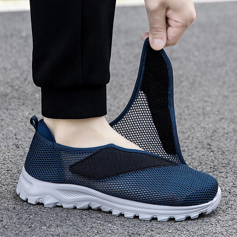 Adjustable Open Shoes For Men Diabetic Shoes for Elder Breathable Mesh Hook and Loop Sneakers Walking Sports Foot Pain Relief