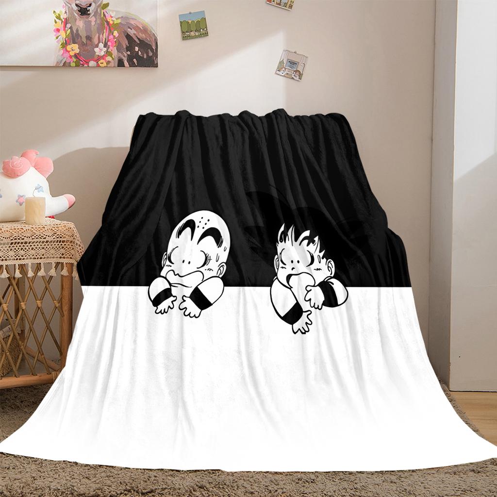 1 Stück Süße Cartoon Son Goku Aufdruck Flanelldecke, Hohe Qualität für Alle Jahreszeiten, Heimdekoration, Wärme und Komfort, Perfekt für Weihnachtsgeschenke