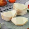50Pcs Disposable Wooden Boat Plate, Sushi Salad Dessert Bowl Serving Tray