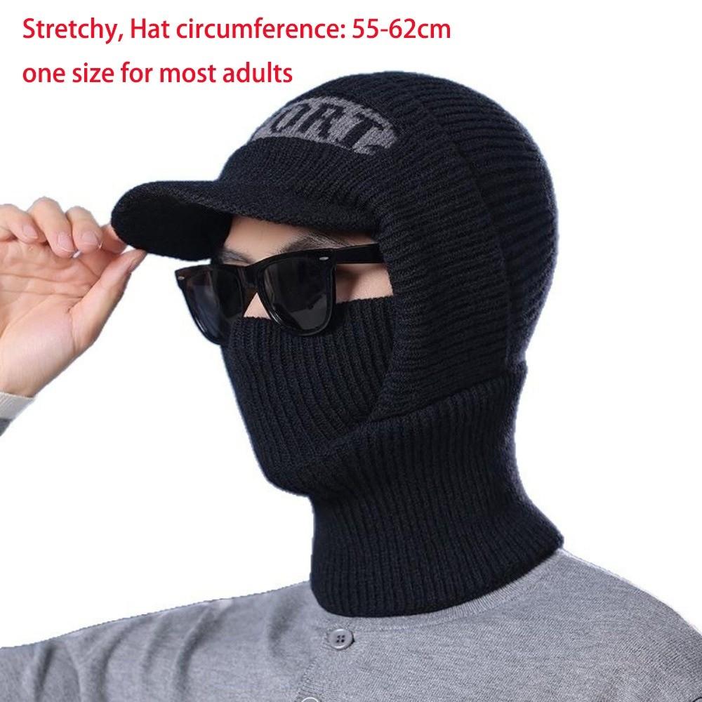 Knit Sturmhaube mit Schirm Dicke Thermische Wintermütze Vollgesichtsabdeckung Hut Für den Außenbereich