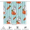 Cute Cartoon Bunny Carrot Print Shower Curtain Bathroom Decor Waterproof Fabric Home Decoration Blue Size: 180X240Cm White Siz