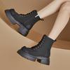 Leather Martin Boots Women's Autumn Thick-soled Canvas Locomotive Thin Rhubarb Boots Retro Casual Short Boots